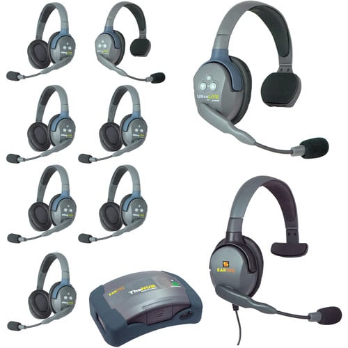 Eartec UltraLITE HD HUB - 9 Person Kit
